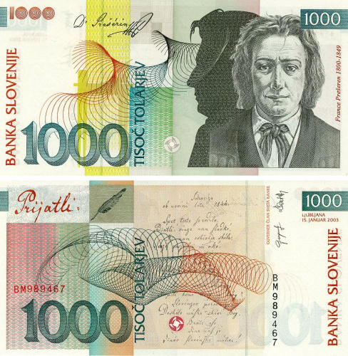 фото Словения 1000 толаров 2003 UNC (P32a)
