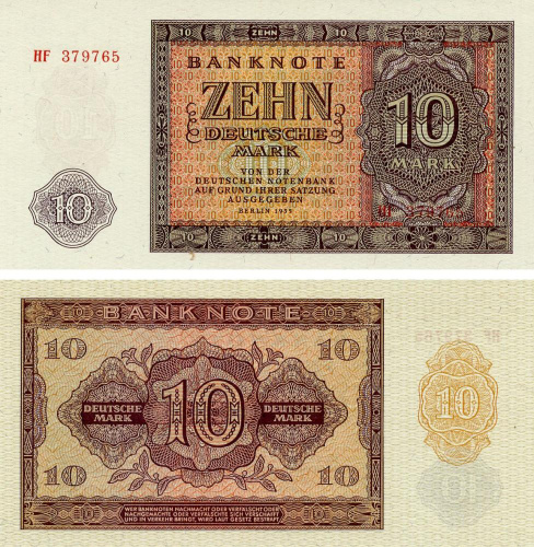 фото Германия 10 марок 1955 UNC ГДР (P18)