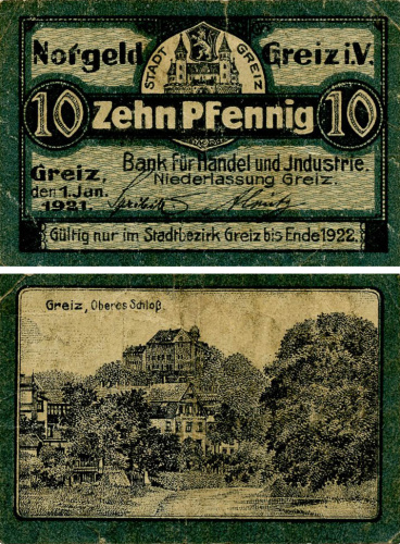 фото Германия Нотгельд  10 пфеннигов 1921  F-VF Грайц