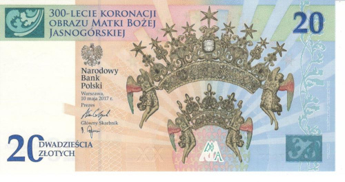 фото Польша 20 злотых 2017 «300 лет коронации образа божьей матери Ясногорской» UNC (P191)