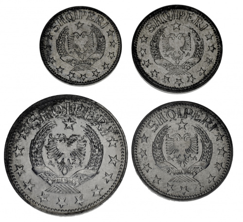 фото Албания набор из 4 монет 1957 F-VF 0,5, 1, 2, 5 лек