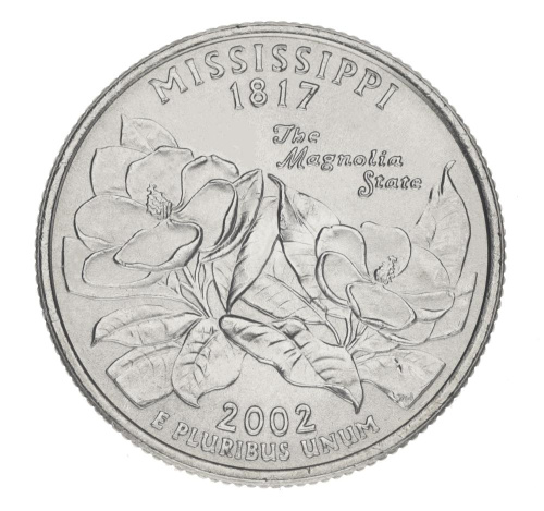 фото США 25 центов (квотер) 2002 D «Штаты и территории - Миссисипи» UNC (KM#335)
