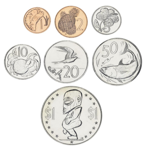 фото Острова Кука набор из 7 монет 1973-1974 AU-UNC 1, 2, 5, 10, 20, 50 центов, 1 доллар