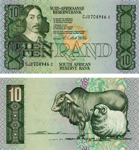 фото ЮАР 10 ранд 1978-1993 UNC Буйвол Овца (P120)