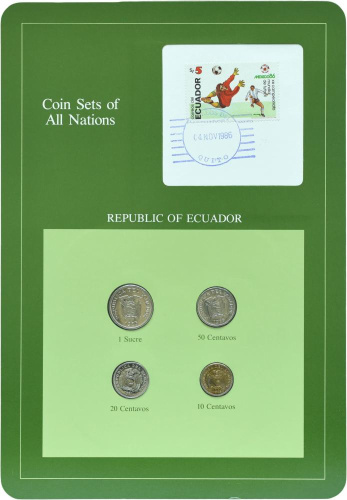 фото Эквадор Набор монет 1946-1985 UNC 10, 20, 50 сентаво, 1 сукре и 1 марка в сувенирной упаковке