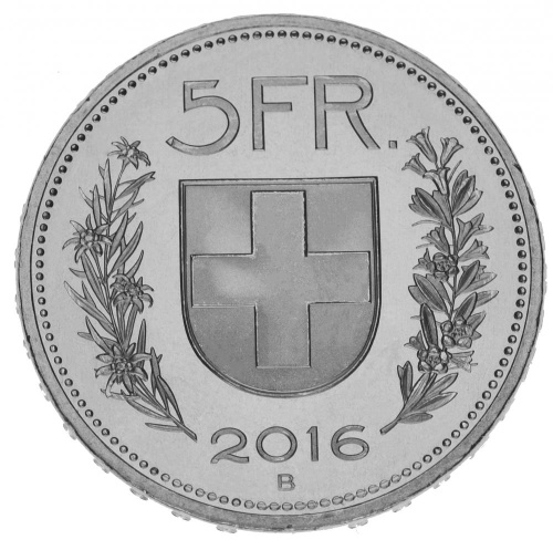 фото Швейцария 5 франков 2016 UNC