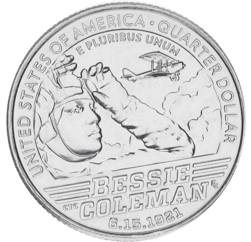 фото США 25 центов (квотер) 2023 UNC D Женщины Америки - Лётчица Бесси Колман