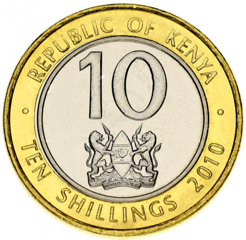 фото Кения 10 шиллингов 2005-2010 Биметалл UNC