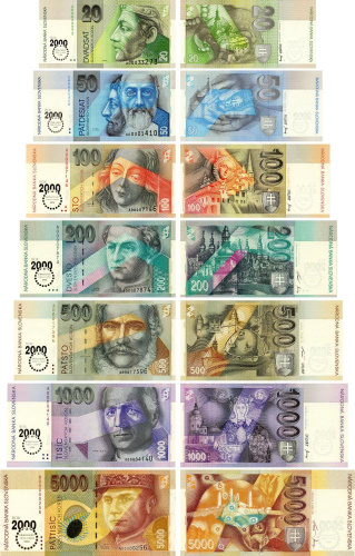 фото Словакия набор из 7 банкнот 2020 UNC Миллениум 20, 50, 100, 200, 500, 1000, 5000 крон