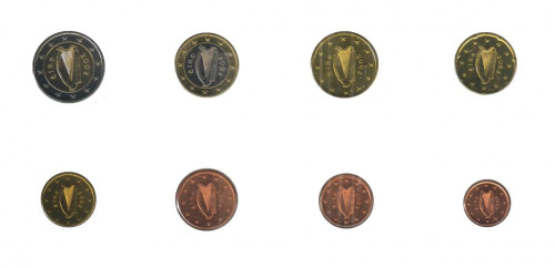 фото Ирландия набор из 8 монет евро 2002 UNC 1, 2, 5, 10, 20, 50 центов, 1, 2 евро