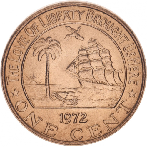 фото Либерия 1 цент 1972 XF (KM#13)