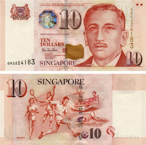 фото Сингапур 10 долларов 1999 UNC (P40)