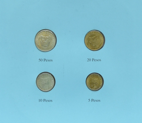 фото Колумбия Набор монет 1990-1991 UNC 5, 10, 20, 50 песо и 1 марка в сувенирной упаковке