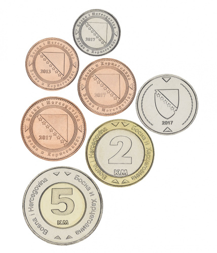 фото Босния и Герцеговина набор из 7 монет 1998-2017 UNC 5, 10, 20, 50 фенингов, 1, 2, 5 марок
