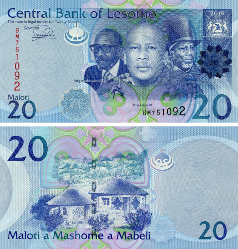фото Лесото 20 малоти 2019 UNC (P22)