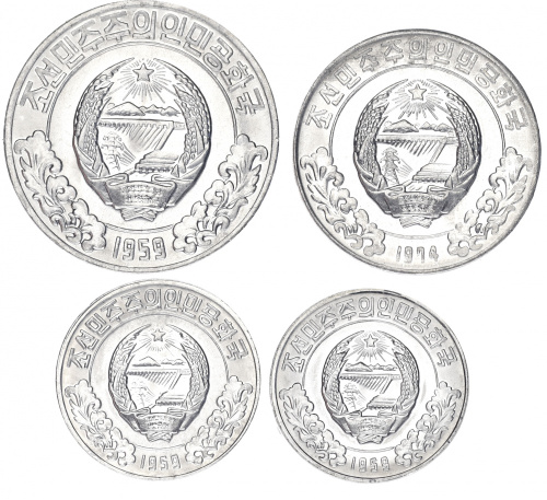 фото Северная Корея набор из 4 монет 1959 AU-UNC 1, 1, 5 10 чон