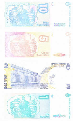 фото Аргентина набор из 8 банкнот UNC Узкие