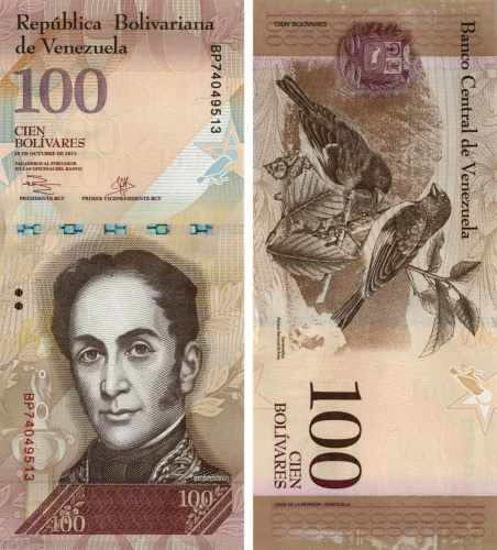 фото Венесуэла 100 боливар 2013 UNC Птицы (P93)