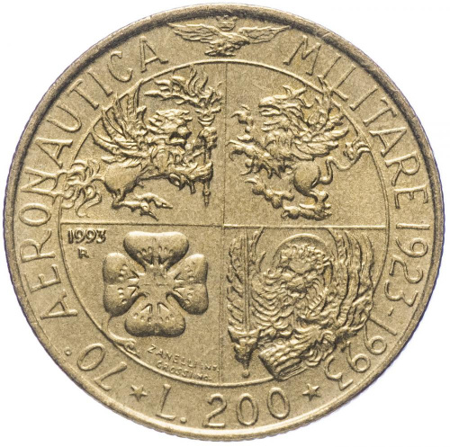 фото Италия 200 лир 1993 VF (KM#155)