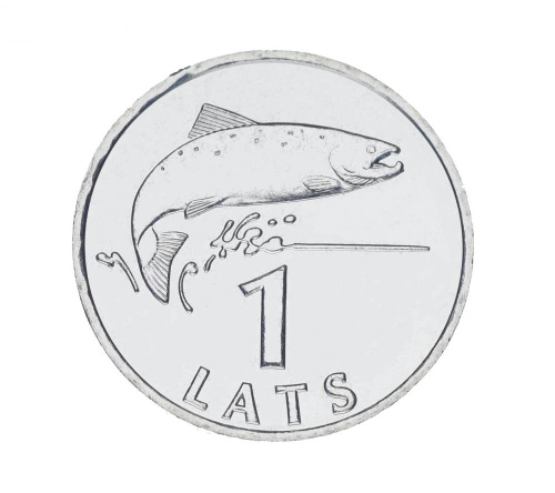 фото Латвия 1 лат 2007 UNC Рыба