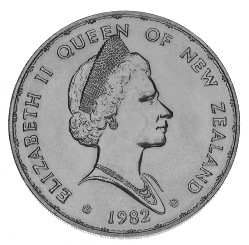 фото Новая Зеландия 1 доллар 1982 UNC Птица - Такахе