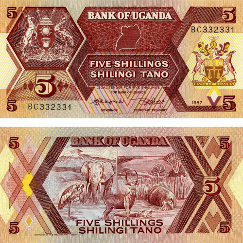 фото Уганда 5 шиллингов 1987 UNC (P27)