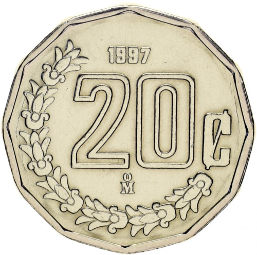 фото Мексика 20 сентаво 1997 UNC
