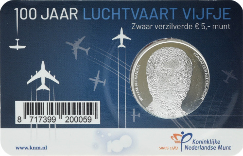 фото Нидерланды 5 евро 2019 100 лет авиации UNC