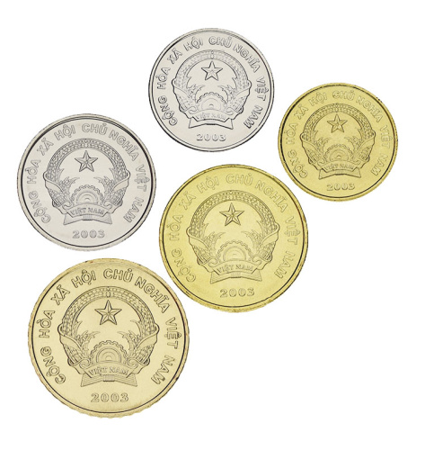 фото Вьетнам набор из 5 монет 2003 UNC 200, 500, 1000, 2000, 5000 донг