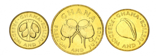 фото Гана набор из 3 монет 1984 AU-UNC 50 песев, 1, 5 седи