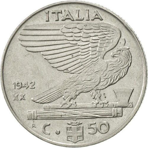 фото Италия 50 чентезимо 1940-1942 VF (KM#76b)