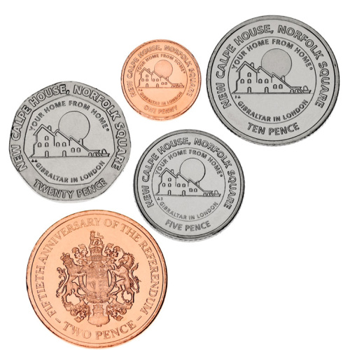 фото Гибралтар набор из 5 монет 2017-2018 UNC 1, 2, 5, 10, 20 пенсов