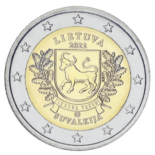 фото Литва 2 евро 2022 Биметалл UNC Регион Сувалкия