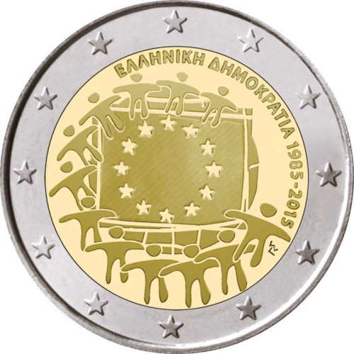 фото Греция 2 евро 2015 Биметалл UNC Европейский флаг