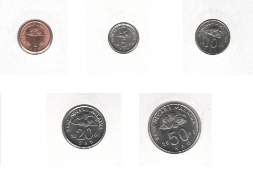 фото Малайзия набор из 5 монет 1995-2005 UNC 1, 5, 10, 20, 50 сен