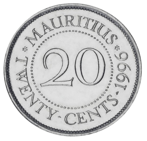 фото Маврикий 20 центов 1996 UNC