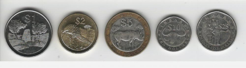 фото Зимбабве набор из 5 монет 2001-2003 F-VF
