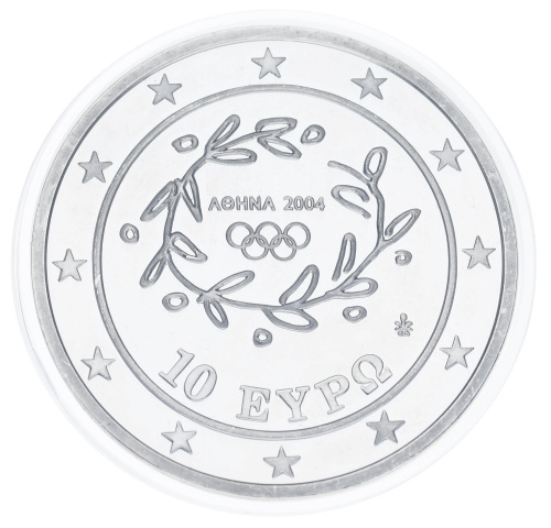 фото Греция 10 евро 2004 Серебро Proof XXVIII летние олимпийские игры в г. Афины - Художественная гимнастика