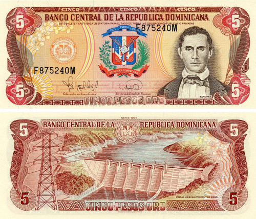 фото Доминикана 5 песо 1995 UNC (P147a)