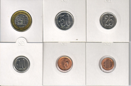 фото Венесуэла набор из 6 монет 2007-2012 UNC 1, 5, 10, 25, 50 сентим, 1 боливар