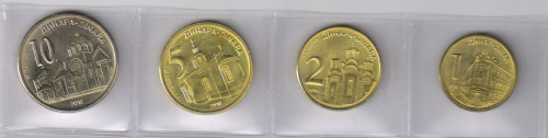 фото Сербия набор из 4 монет 2007-2016 UNC 1, 2, 5, 10 динаров