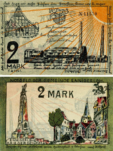 фото Германия Нотгельд  2 марки 1921 F-VF Эннигерло