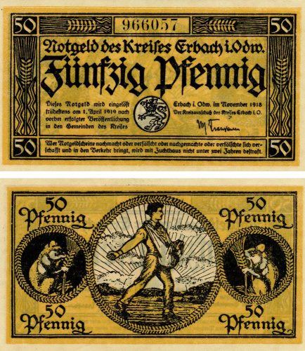 фото Германия Нотгельд  50 пфеннигов  1918 F-VF Эрбах