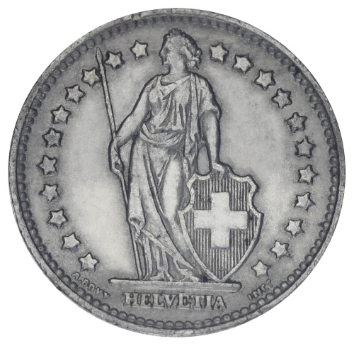 фото Швейцария 1 франк 1945 Серебро F-VF