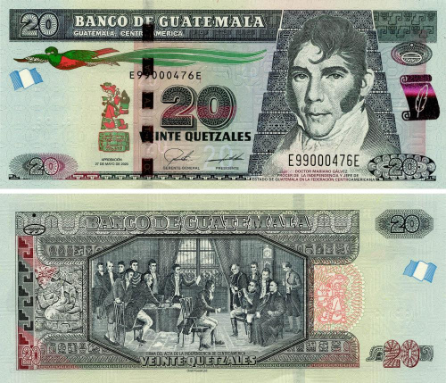 фото Гватемала 20 кетсалей 2020 UNC (P124)
