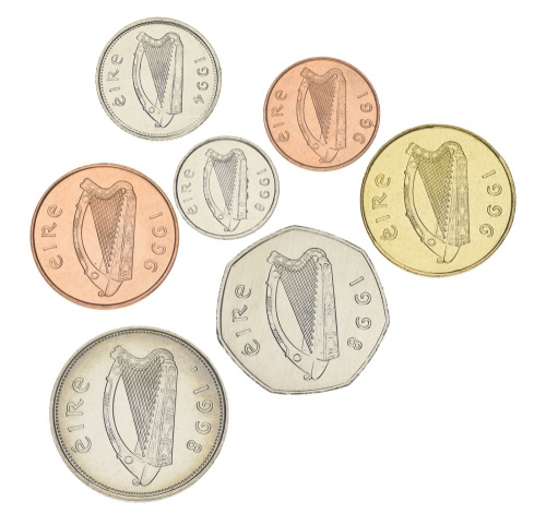 фото Ирландия набор из 7 монет 1974-2000 AU-UNC 1, 2, 5, 10, 20, 50 пенсов, 1 фунт