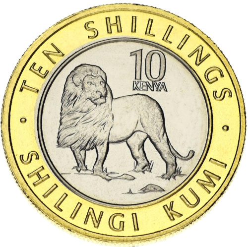 фото Кения 10 шиллингов 2018 Биметалл UNC Лев