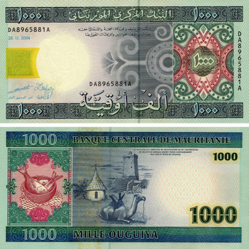 фото Мавритания 1000 угий 2006 UNC Верблюд Рыба (P13b)
