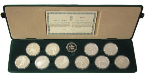 фото Канада набор из 10 монет 1988 «Зимние олимпийские игры» Серебро UNC
