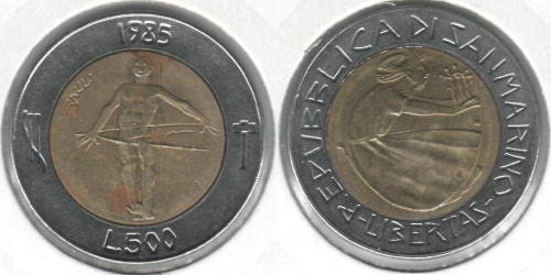 фото Сан-Марино 500 лир 1985 VF (KM#181)